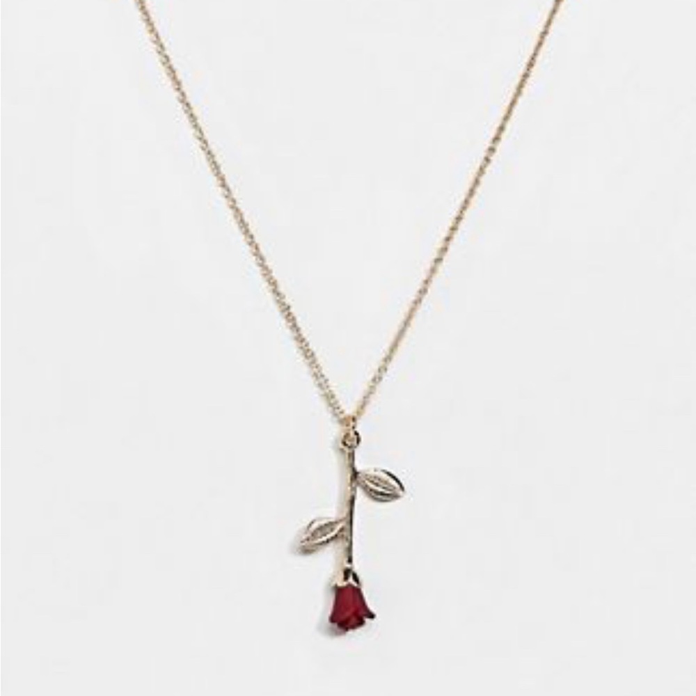 ASOS rose pendant in gold necklace